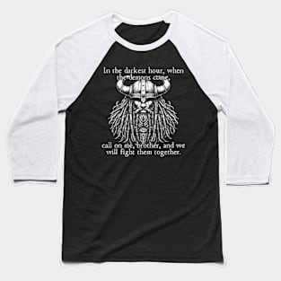 Black Viking Warrior Baseball T-Shirt